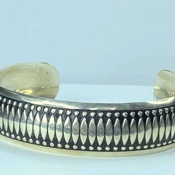 Jewelry - Signed Native American Hallmarked Pictograph Sterling Silver Cuff by B Webb